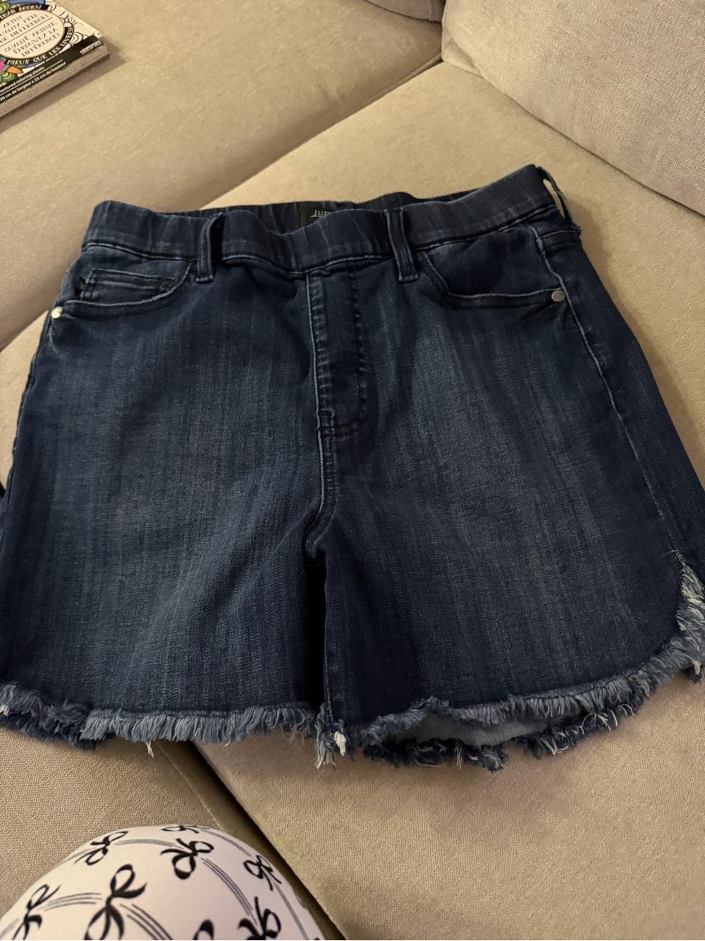 Judy Blue Dark Blue Frayed Hem Denim Shorts